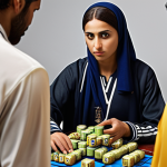 **

A Winning Eleven player, deeply engaged, strategizing before purchasing item packs. Focus on the determined expression, with the game interface and various pack options subtly displayed in the background. "Strategic planning" as a central theme, incorporating Arabic cultural elements in clothing or background details.

**