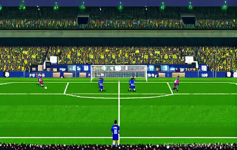 스포츠게임 장르별 특성 - **Prompt:** A dynamic side-by-side or transitioning image depicting the evolution of sports video ga...