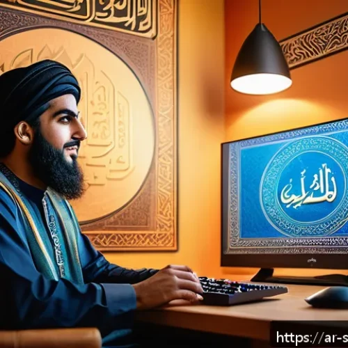 Home 17 위닝일레븐 아이템팩 구매 방법 - A vibrant digital art scene showcasing a Middle Eastern gamer sitting at a modern gaming setup in a ...